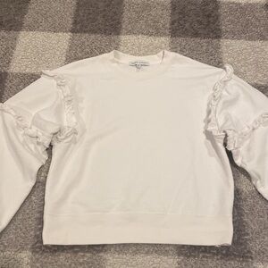 Rebecca Minkoff white ruffle cotton sweatshirt size XS
